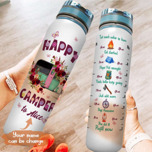 Personalized Camping Party Water Tracker Bottle