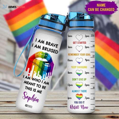 Personalized I Am Myself Black Queen Birthday Mother’s Day Water Bottle