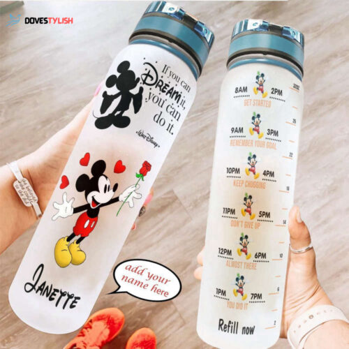 Personalized Mickey Mouse Water Tracker Bottle Christmas