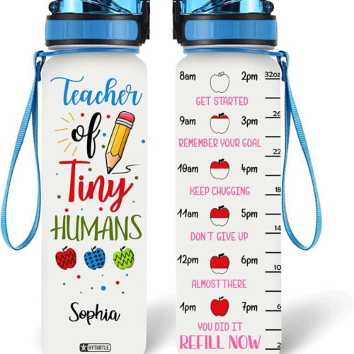 Personalized Teacher Of Tiny Humans Kindergarten Teachers Water Bottle