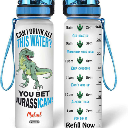 Personalized You Bet Jurassican Dinosaur Water Bottle