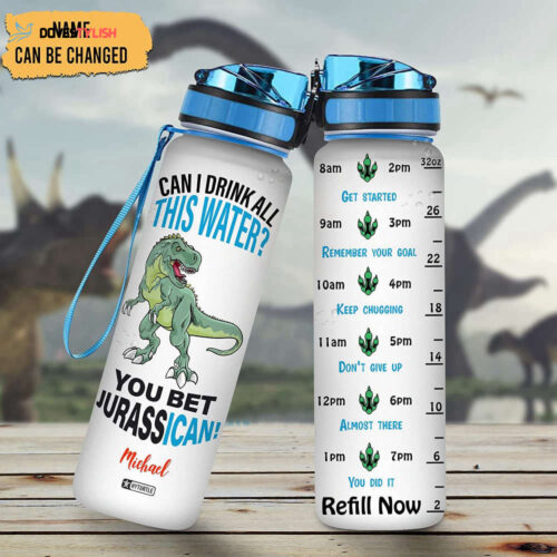 Personalized You Bet Jurassican Dinosaur Water Bottle