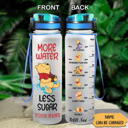 Pooh Water Tracker Bottle, Personalized Pooh Water Bottle, Cute Pooh Water Bottle, Pooh Bottle, Pooh Bear Bottle, Winnie Pooh Bottle