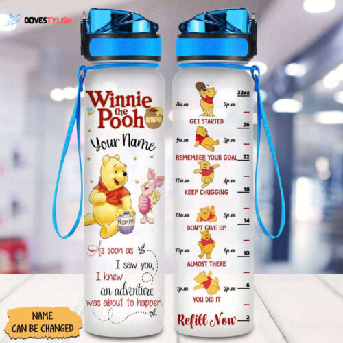 Pooh Water Tracker Bottle, Personalized Pooh Water Tracker, Winnie The Pooh Water Bottle, Pooh 32oz Water Bottle, Pooh Lovers Gift