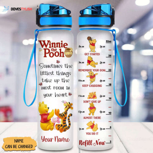 Pooh Water Tracker Bottle, Personalized Winnie The Pooh Water Tracker, Personalized Water Bottle, Winnie The Pooh Gifts, Pooh Water Tracker