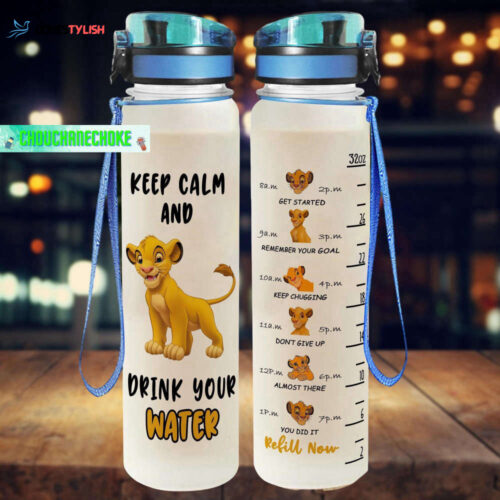 Simba Water Tracker Bottle, Lion King Water Bottle, Funny Water Bottle, Disney Drink Bottle, Disney Water Bottle, Lion King Bottle