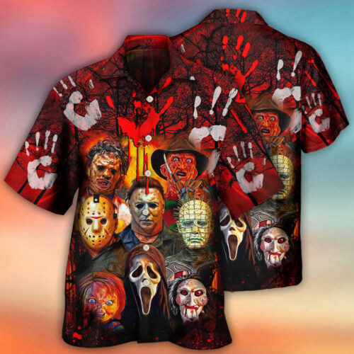 Spooky Halloween Hawaiian Shirt Blood Scary Costume for Horror Movie Characters