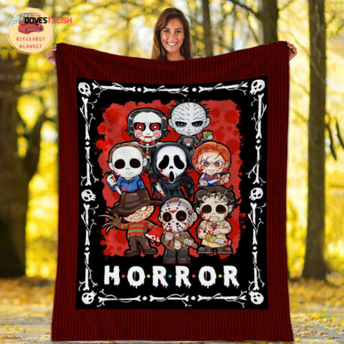 Spooky Horror Character Fleece & Sherpa Blanket – Perfect for Halloween!