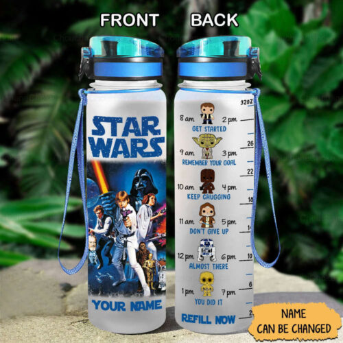 Star Wars Water Tracker Bottle, Baby Yoda Water Bottle, Baby Yoda Gift, The Mandalorian Bottle, Personalized Gift, Star Wars Bottle