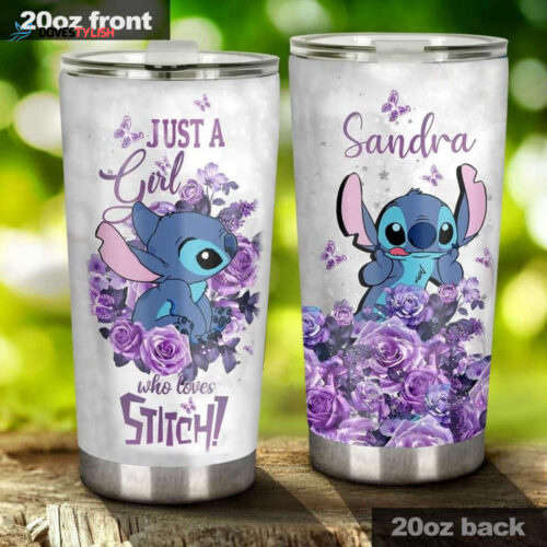 Stitch Flower Tumbler, Just A Girl Who Loves Stitch Tumbler, Stitch Tumbler, Stitch 20Oz Tumbler, Custom Stitch Tumbler, Stitch Gifts