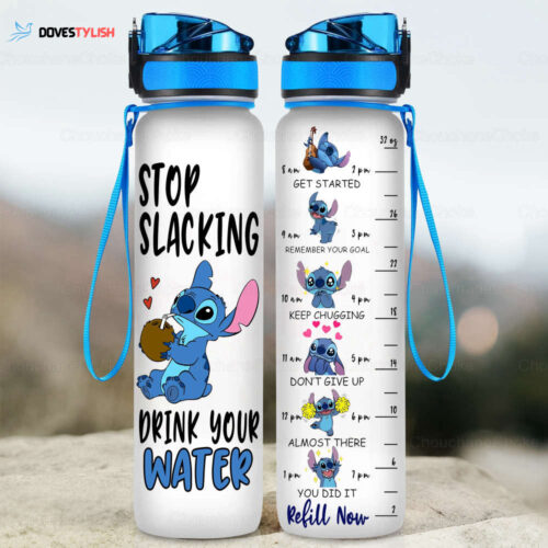 Stitch Water Tracker Bottle, Stitch Lovers Bottle, Cute Stitch Water Tracker, 32oz Water Bottle, Birthday Gifts, Gift For Stitch Lovers