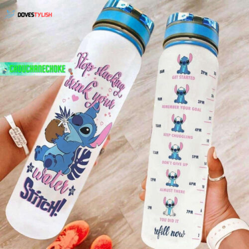 Stitch Water Tracker Bottle, Stitch Water Bottle, Stitch Drink Bottle, Stitch Lovers Gift, Sports Bottle, Stitch 32oz Water Bottle