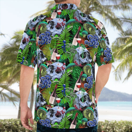 Stylish Skull and Wine Art Hawaii Shirt: Unique & Trendy Design