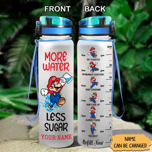 Super Mario Water Tracker Bottle, Personalized Mario Bottle, Mario Water Bottle, Super Mario Water Bottle, Workout Water Bottle, Game Bottle