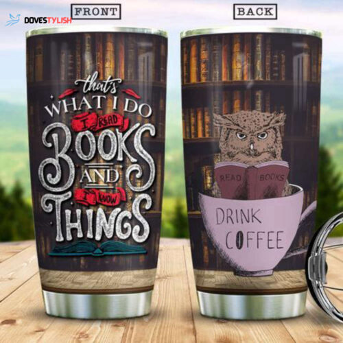 Cat And Books Personalized Stainless Steel Tumbler, Personalized Tumblers, Tumbler Cups, Custom Tumblers