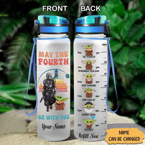 The Mandalorian Water Tracker Bottle, Mandalorian Water Bottle, Baby Yoda Bottle, May The Fourth Be With You, Darth Vader Water Bottle