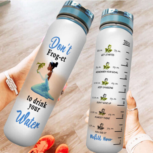 Tiana Princess And Frog Funny Cute Disney Graphic Cartoon Water Tracker Bottle