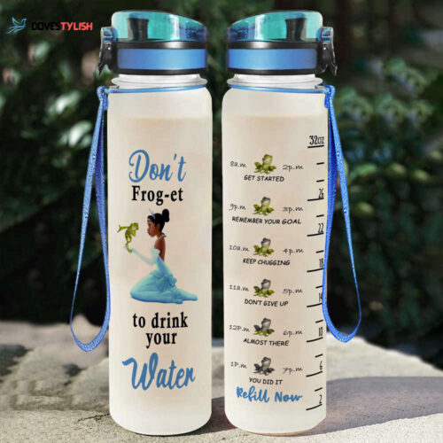 Tiana Princess And Frog Funny Cute Disney Graphic Cartoon Water Tracker Bottle