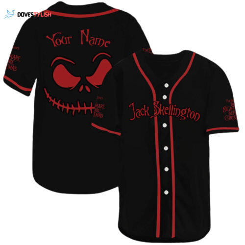 Trending 2023 Jack Skellington Baseball Jersey – Nightmare Before Christmas Print Black