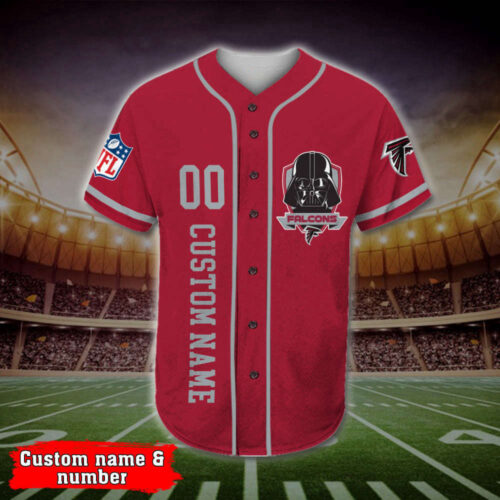 Trending 2023 Personalized Atlanta Falcons Darth Vader Star Wars All Over Print 3D Baseball Jersey – Red