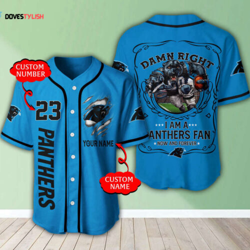 Trending 2023 Personalized Carolina Panthers Mascot Damn Right All Over Print 3D Baseball Jersey