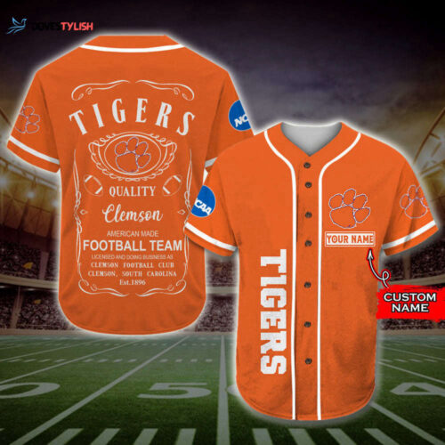 Trending 2023 Personalized Clemson Tigers American Football Team Jack Daniel Logo All Over Print 3D Baseball Jersey – Orange