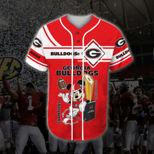 Trending 2023 Personalized Georgia Bulldogs Mickey College Football Playoff 2021-2022 All Over Print 3D Baseball Jersey