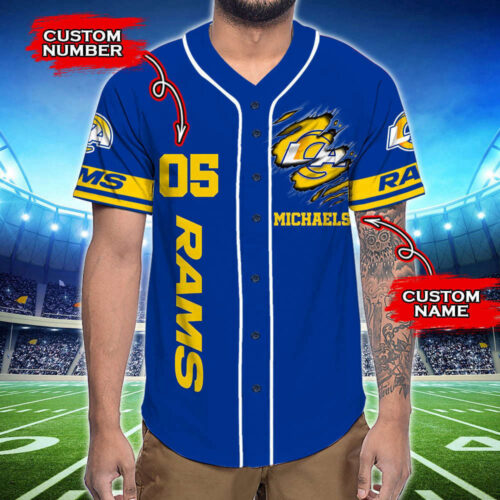Trending 2023 Personalized Los Angeles Rams God First Family Second All Over Print 3D Baseball Jersey