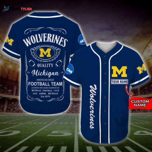 Trending 2023 Personalized Michigan Wolverines Jack Daniel’s All Over Print 3D Baseball Jersey