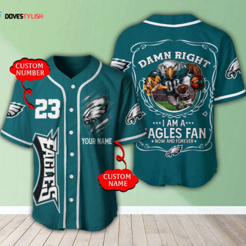 Trending 2023 Personalized Philadelphia Eagles Mascot Damn Right All Over Print 3D Baseball Jersey