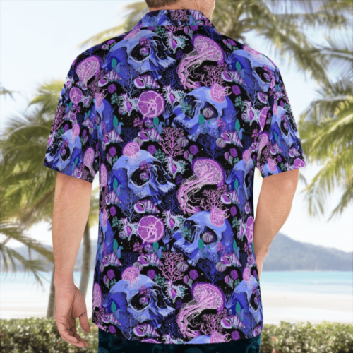 Tropical Hawaiian Shirt: Vibrant Skull Design for Stylish Beach Parties