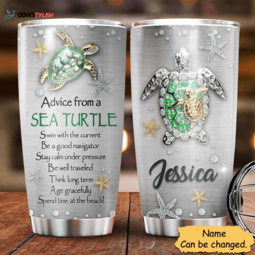 Turtle Tumbler, Advice From A Sea Turtle Tumbler, Turtle Tumbler Cup, Personalized Turtle Tumbler, 30 oz Tumbler, Ocean Turtle Tumbler