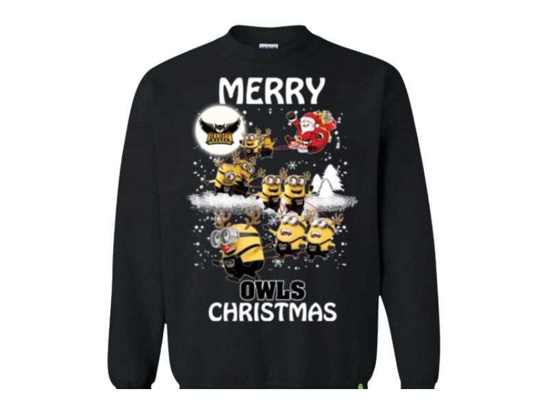 Christmas Minion Sweater1 Shop Festive Kennesaw State Owls Minion Santa Sweatshirt 
