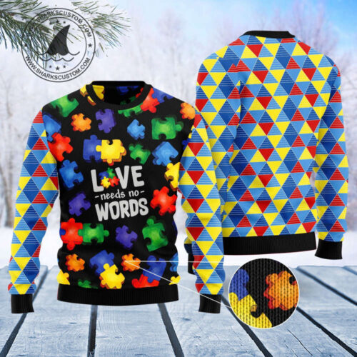 Autism Love T0211 Ugly Christmas Sweater – Noel Malalan Christmas Signature