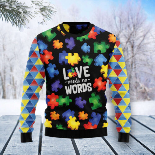 Autism Love T0211 Ugly Christmas Sweater – Noel Malalan Christmas Signature