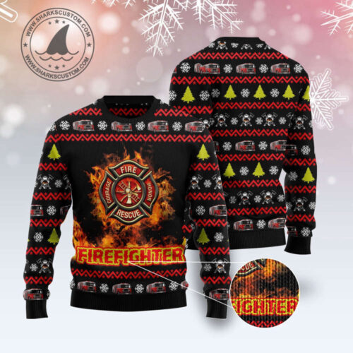 Get Festive with the Awesome Firefighter G5115 Ugly Christmas Sweater – Perfect Holiday Gift by Noel Malalan