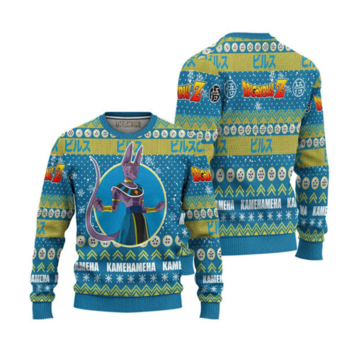 Get Festive with Beerus Dragon Ball Z Ugly Christmas Sweater