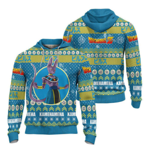 Get Festive with Beerus Dragon Ball Z Ugly Christmas Sweater