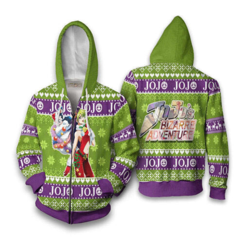 Get Festive with JoJo s Bizarre Adventure Jolyne x Iggy Ugly Christmas Sweater!