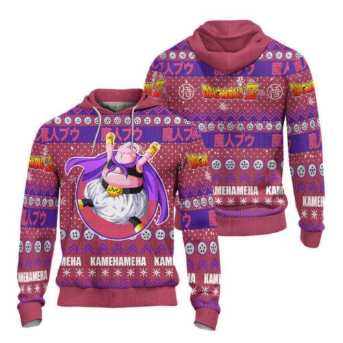 Majin Buu DBZ Ugly Christmas Sweater: Festive Anime Apparel for Dragon Ball Z Fans