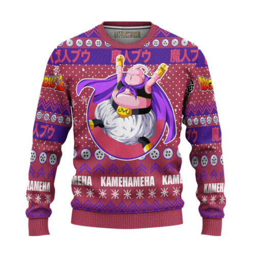 Majin Buu DBZ Ugly Christmas Sweater: Festive Anime Apparel for Dragon Ball Z Fans