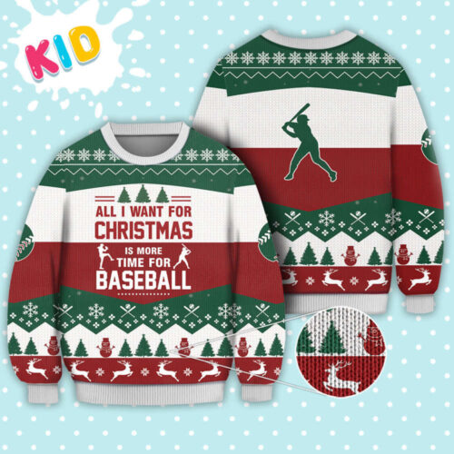 Christmas Baseball All I Want Sweater – Festive Knitted Print Sweatshirt – Perfect Xmas Gift TB82767