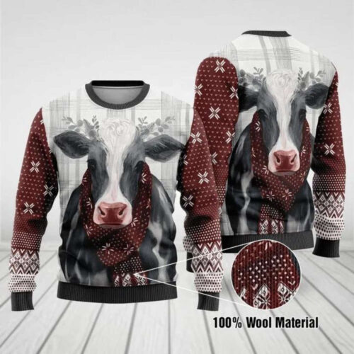 Moo-velous Dairy Cow Christmas Sweater: 3D Xmas Gift