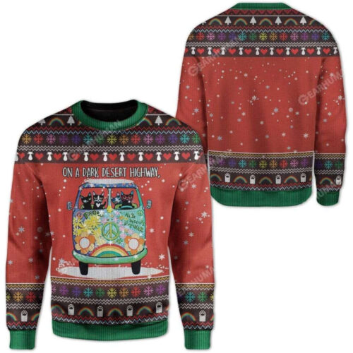 Christmas Cat Ugly Sweater – Perfect Gift for Xmas with Dark Desert Highway Design