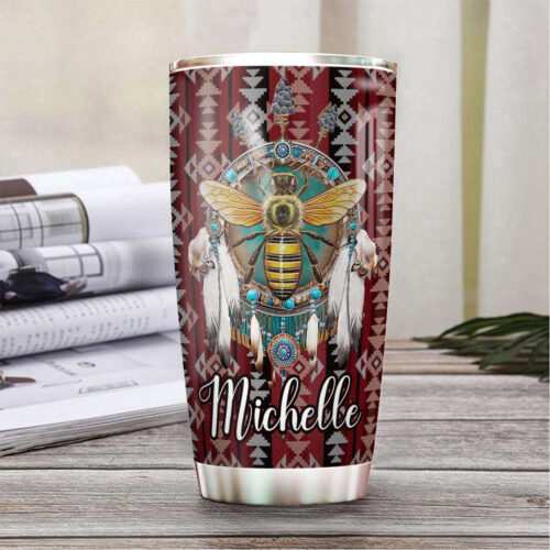 Custom Native American Bee Stainless Steel Tumbler – Personalized Drinkware