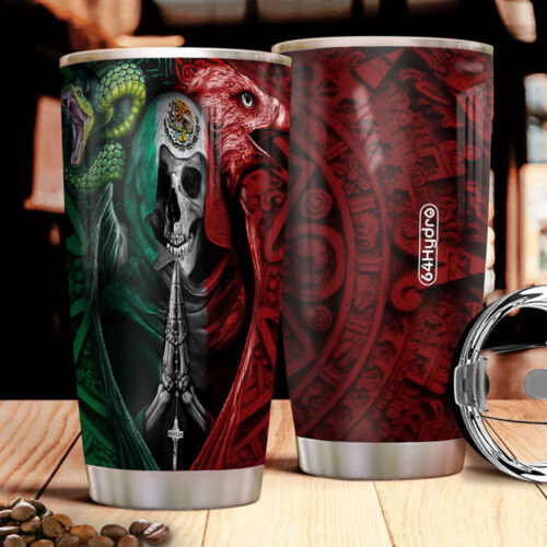 Authentic Mexican Skull Stainless Steel Tumbler – Vibrant & Durable Drinkware