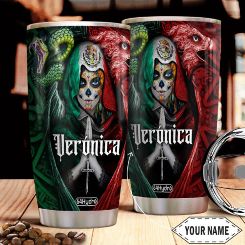 Customizable Mexican Sugarskull Stainless Steel Tumbler – Personalize Your Drinkware!