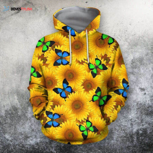 3D All Over Printing Hoodie: Butterfly Garden & Sunflowers