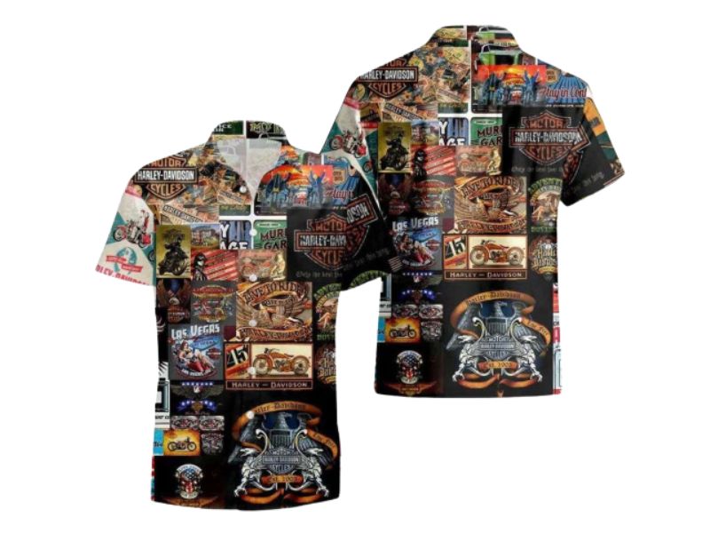 Motorcycle Harley Davidson Graphic Hawaiian Shirt