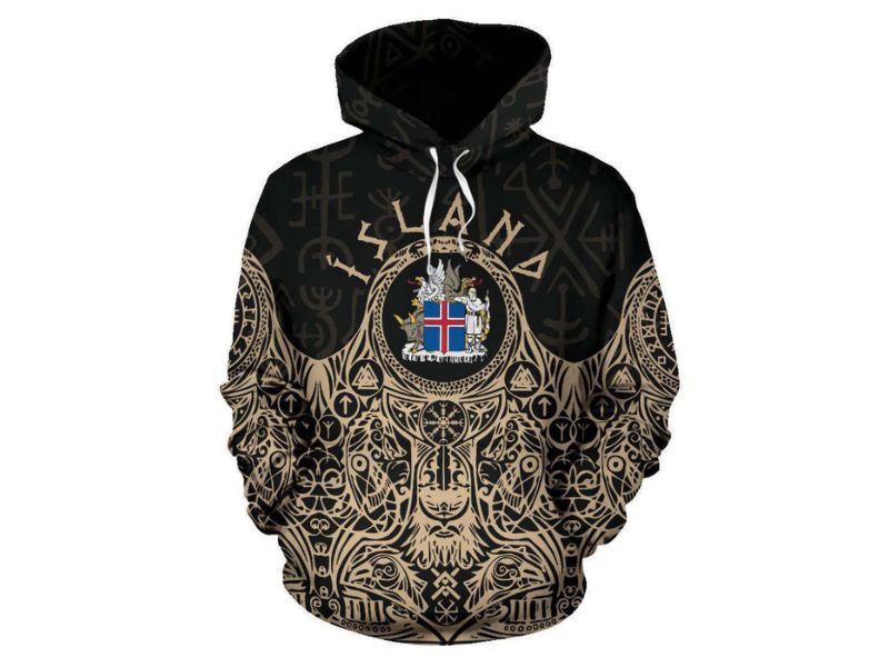Iceland Vikings Coat of Arms Hoodie Golden